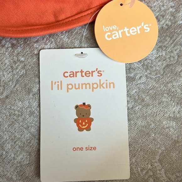 Brand New Set of 2 Cloth Baby Bibs Orange Halloween Thanksgiving Turkey Pumpkin - Picture 6 of 14